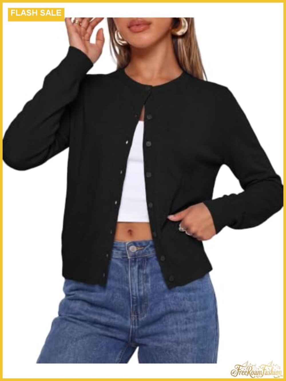 PRETTYGARDEN Women's Lightweight Knit Button Up Cropped Cardigan Sweater